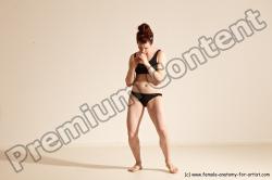 Underwear Martial art Woman White Moving poses Slim medium brown Dynamic poses Academic